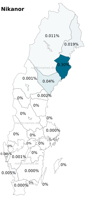 Swedish Regional Distribution for Nikanor (m)