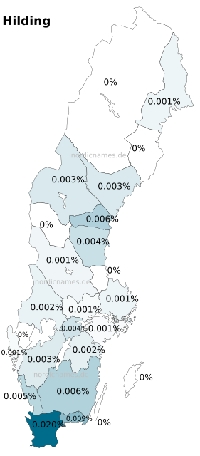 Swedish Regional Distribution for Hilding (m)