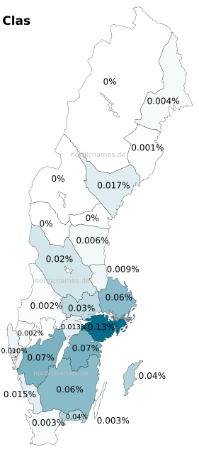 Swedish Regional Distribution for Clas (m)