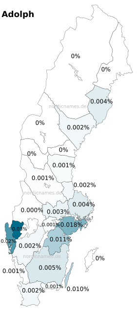 Swedish Regional Distribution for Adolph (m)