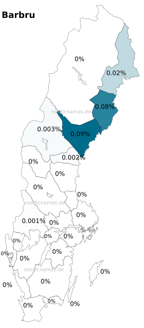 Swedish Regional Distribution for Barbru (f)