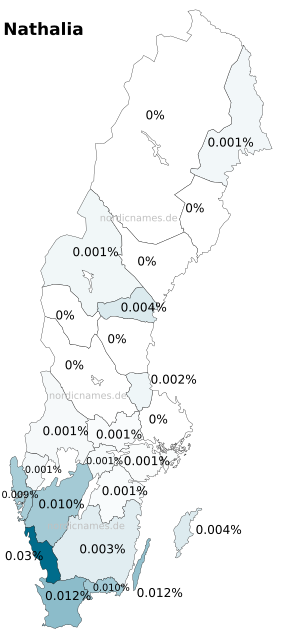 Swedish Regional Distribution for Nathalia (f)