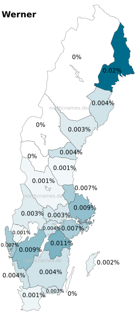 Swedish Regional Distribution for Werner (m)