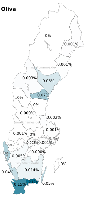 Swedish Regional Distribution for Oliva (f)