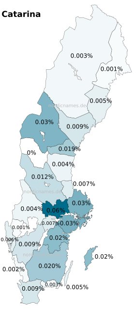 Swedish Regional Distribution for Catarina (f)