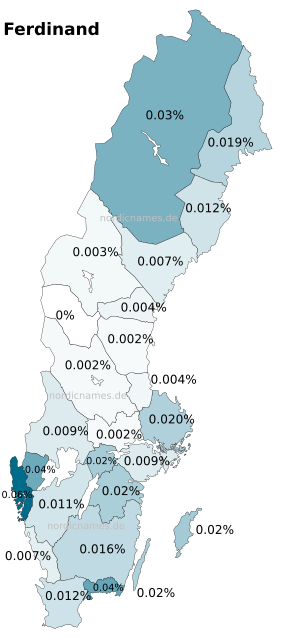 Swedish Regional Distribution for Ferdinand (m)