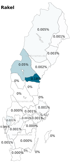 Swedish Regional Distribution for Rakel (f)