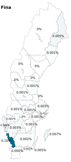 Swedish Regional Distribution for Fina (f)