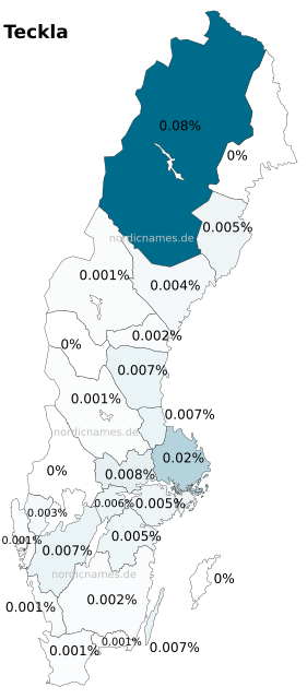 Swedish Regional Distribution for Teckla (f)