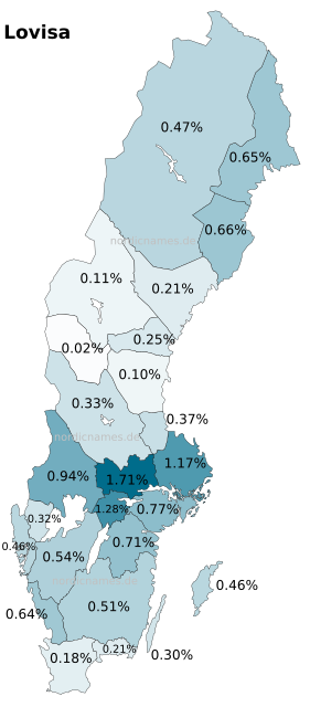 Swedish Regional Distribution for Lovisa (f)