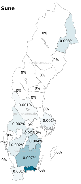 Swedish Regional Distribution for Sune (m)