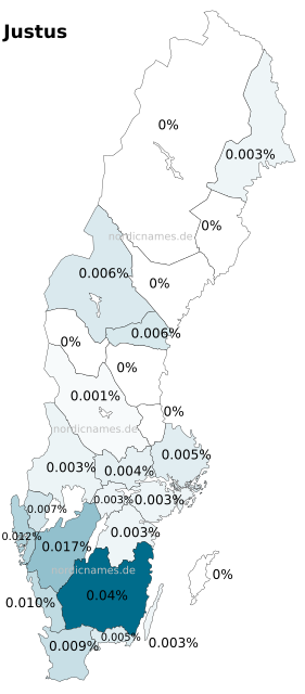 Swedish Regional Distribution for Justus (m)