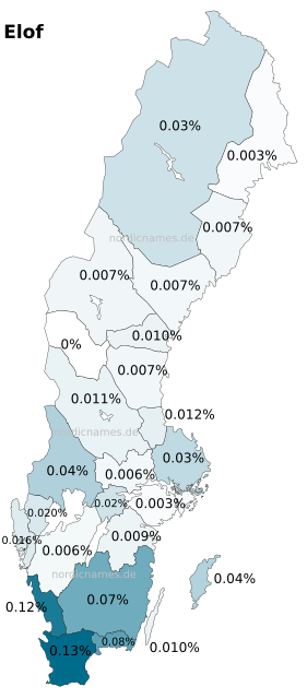 Swedish Regional Distribution for Elof (m)