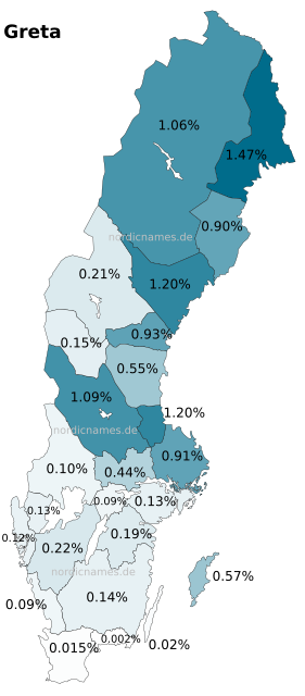 Swedish Regional Distribution for Greta (f)