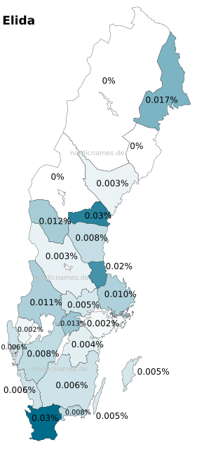 Swedish Regional Distribution for Elida (f)