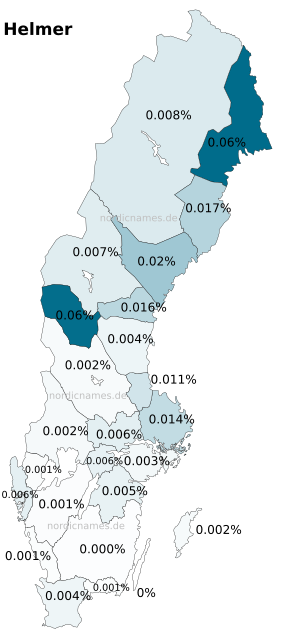 Swedish Regional Distribution for Helmer (m)