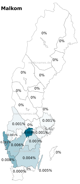 Swedish Regional Distribution for Malkom (m)