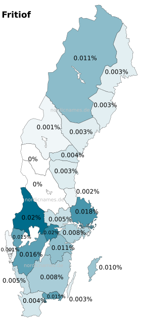 Swedish Regional Distribution for Fritiof (m)