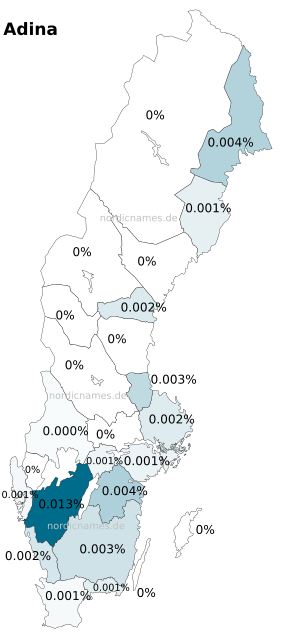 Swedish Regional Distribution for Adina (f)