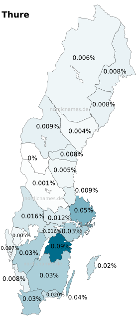 Swedish Regional Distribution for Thure (m)
