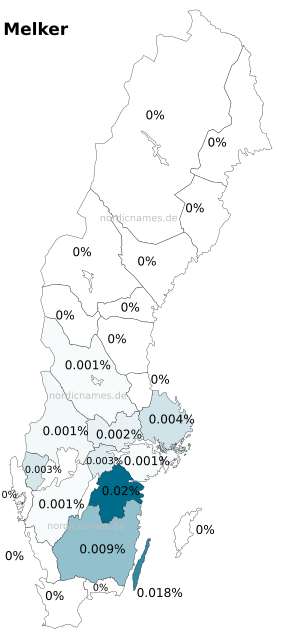 Swedish Regional Distribution for Melker (m)