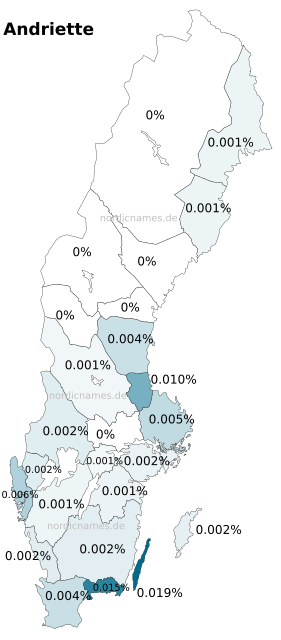 Swedish Regional Distribution for Andriette (f)