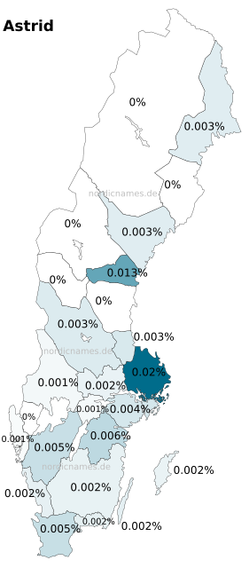 Swedish Regional Distribution for Astrid (f)