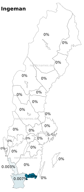 Swedish Regional Distribution for Ingeman (m)