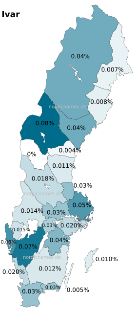 Swedish Regional Distribution for Ivar (m)