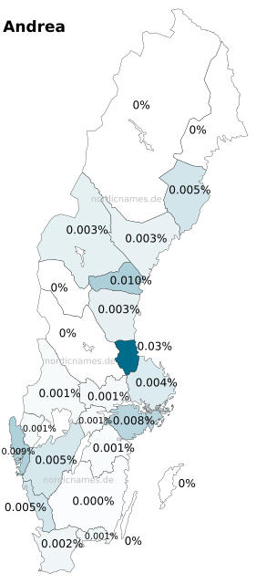 Swedish Regional Distribution for Andrea (f)