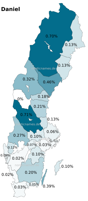 Swedish Regional Distribution for Daniel (m)