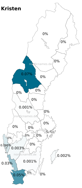 Swedish Regional Distribution for Kristen (m)