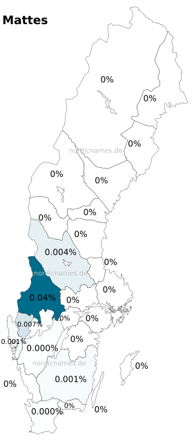 Swedish Regional Distribution for Mattes (m)