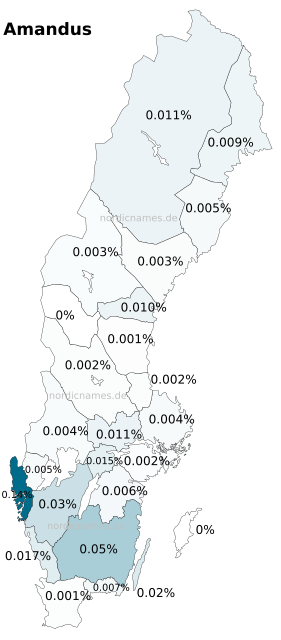 Swedish Regional Distribution for Amandus (m)