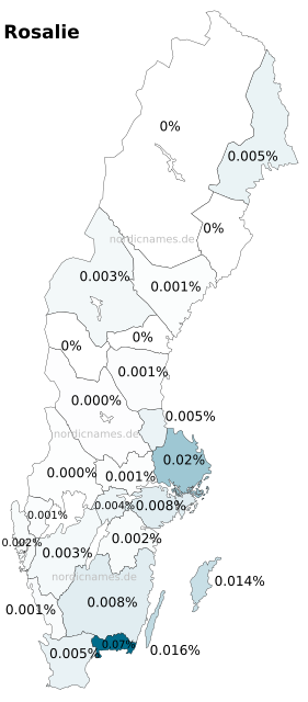 Swedish Regional Distribution for Rosalie (f)