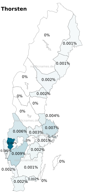 Swedish Regional Distribution for Thorsten (m)