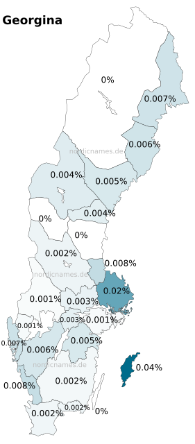 Swedish Regional Distribution for Georgina (f)