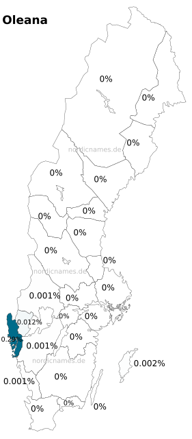 Swedish Regional Distribution for Oleana (f)