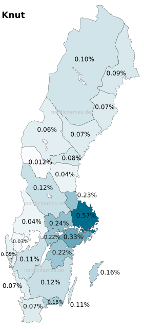 Swedish Regional Distribution for Knut (m)
