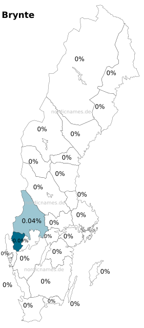 Swedish Regional Distribution for Brynte (m)