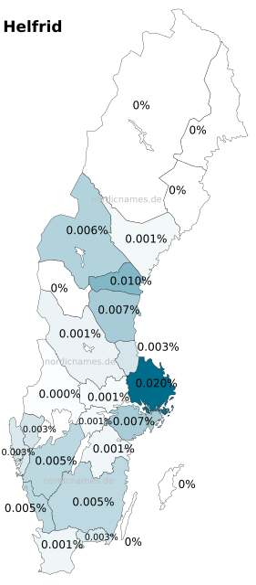 Swedish Regional Distribution for Helfrid (f)