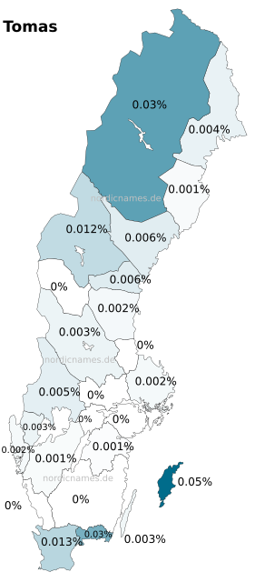 Swedish Regional Distribution for Tomas (m)