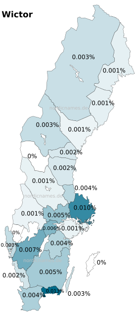 Swedish Regional Distribution for Wictor (m)