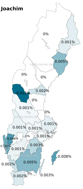 Swedish Regional Distribution for Joachim (m)