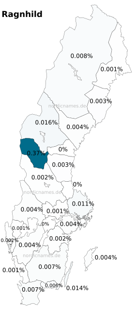 Swedish Regional Distribution for Ragnhild (f)
