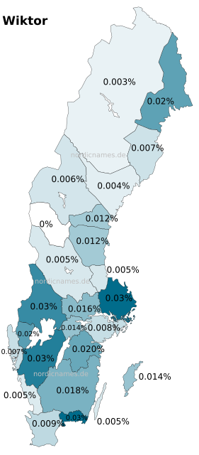Swedish Regional Distribution for Wiktor (m)
