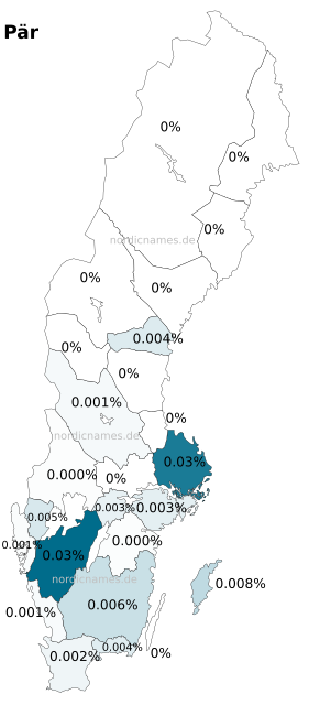 Swedish Regional Distribution for Pär (m)