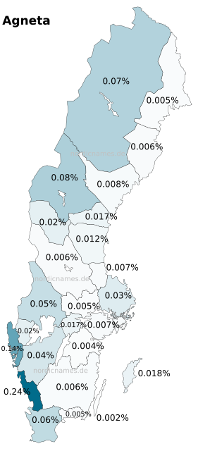 Swedish Regional Distribution for Agneta (f)