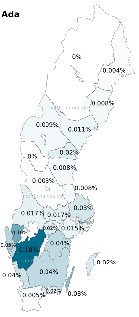 Swedish Regional Distribution for Ada (f)