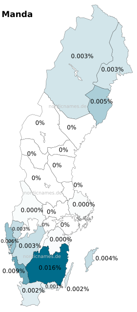 Swedish Regional Distribution for Manda (f)